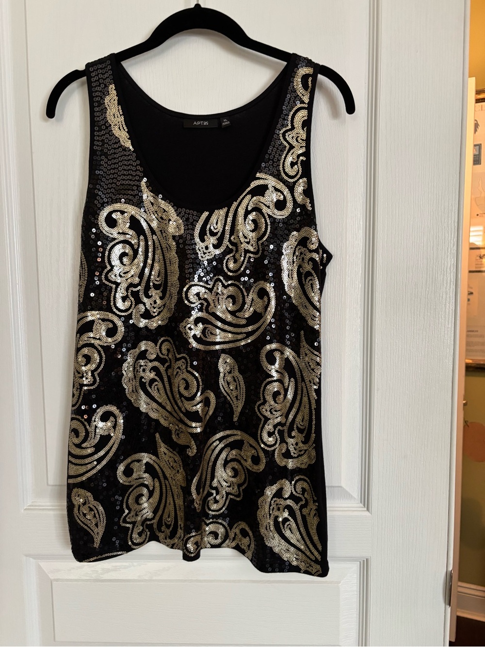Apt. 9 Black and Gold Sequined Tank